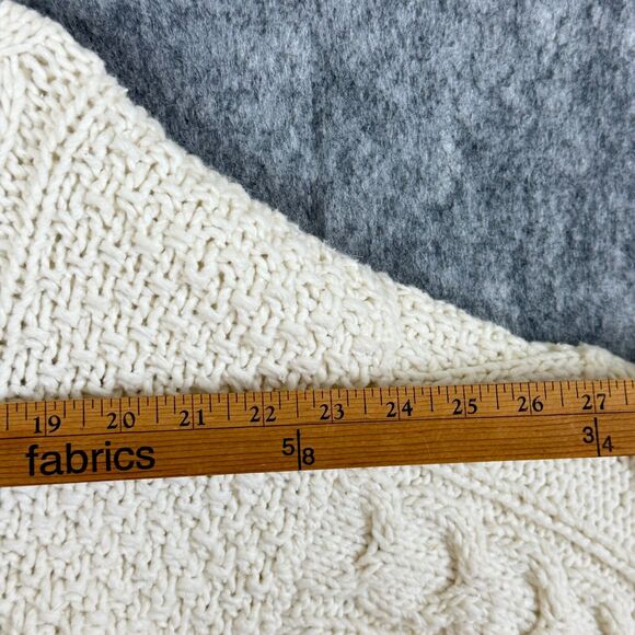 Invisible World Mens L Zip-Front Cardigan Sweater Chunky Knit Fisherman Ivory - Picture 10 of 11